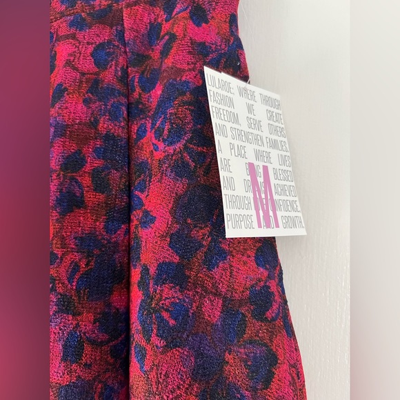 New! Lularoe Madison Circle Swing Skirt in Navy Red Magenta Pink Floral - Picture 2 of 5